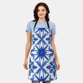Blaue weiße Azulejo-Fliesen-Blumenmuster Schürze (Getragen)