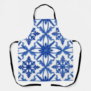 Blaue weiße Azulejo-Fliesen-Blumenmuster Schürze