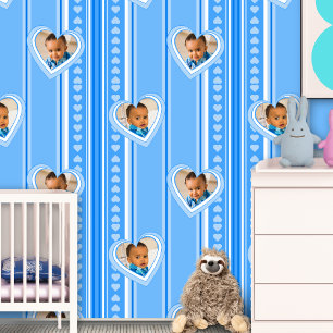Blaue weiße Baby-Personalisierung Tapete