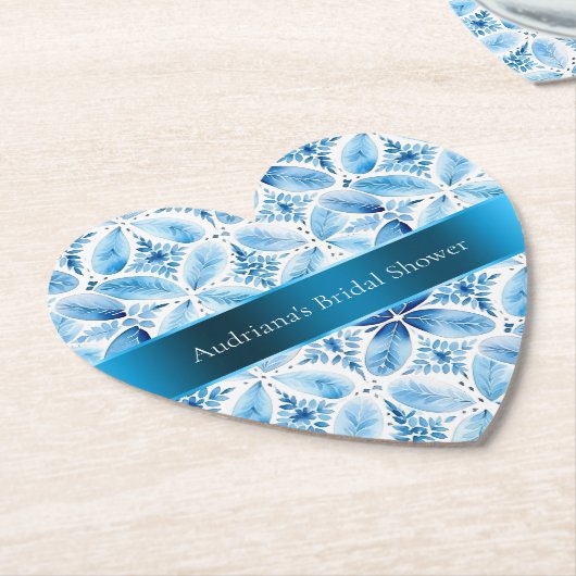 Blaue weiße Batik-Blumen-Braut-Shower Untersetzer (angewinkelt)