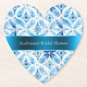Blaue weiße Batik-Blumen-Braut-Shower Untersetzer (Vorderseite)