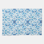 Blaue weiße Batik-Blumen-Brautparty Geschirrtuch (Horizontal)