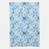 Blaue weiße Batik-Blumen-Brautparty Geschirrtuch (Vertikal)