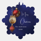 Blaue weiße Bauern Weihnachten Ornament Karte (Vorderseite)