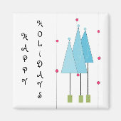 Blaue Weiße Bäume Magnet (Vorne)