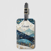 Blaue Weiße Berge Gepäckanhänger (Vorderseite Vertikal)