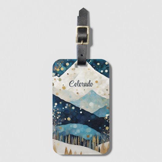 Blaue Weiße Berge Gepäckanhänger (Vorderseite Vertikal)