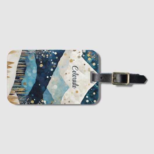 Blaue Weiße Berge Gepäckanhänger (Vorderseite (Horizontal))