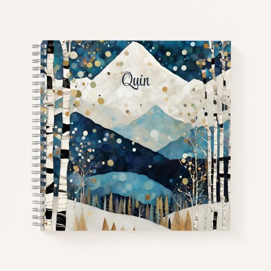 Blaue Weiße Berge Notizblock (Vorderseite)