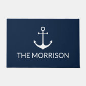 Blaue weiße Bezeichnung des nautischen Ankerschiff Fußmatte (Vorderseite)