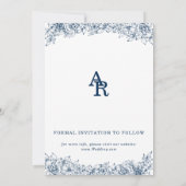 Blaue weiße Blume Elegant Save the Date einfach (Rückseite)