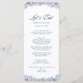 Blaue weiße Blume Elegantes Hochzeitmenü Menükarte (Vorderseite)