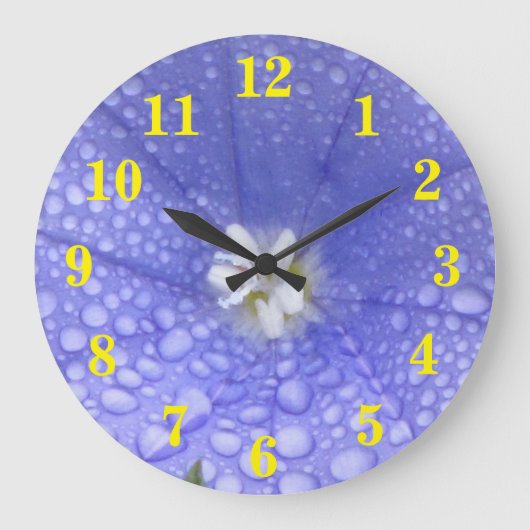 Blaue weiße Blume Große Wanduhr (Vorderseite)