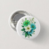 Blaue Weiße Blumen Bouquet-57453 Button (Vorne & Hinten)