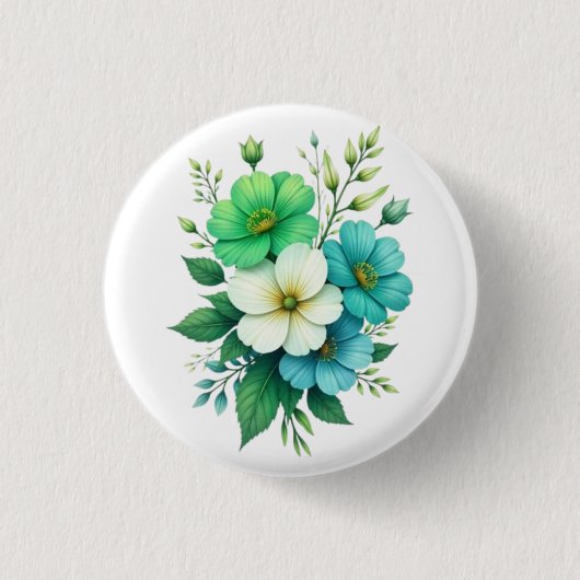 Blaue Weiße Blumen Bouquet-57453 Button (Vorderseite)