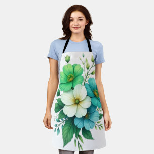 Blaue Weiße Blumen Bouquet-57453 Schürze