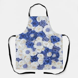Blaue Weiße Blumen Elegant Weiblich Schürze