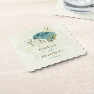 blaue weiße Blumen Grüne Hochzeit Untersetzer