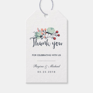 Blaue Weiße Blumen Hochzeit Danke Geschenk Etikett Geschenkanhänger