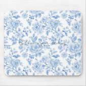 Blaue Weiße Blumen Mousepad (Vorne)