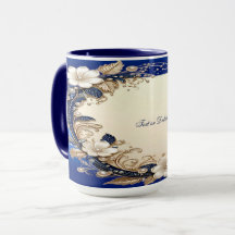 Blaue Weiße Blumen-Tasse