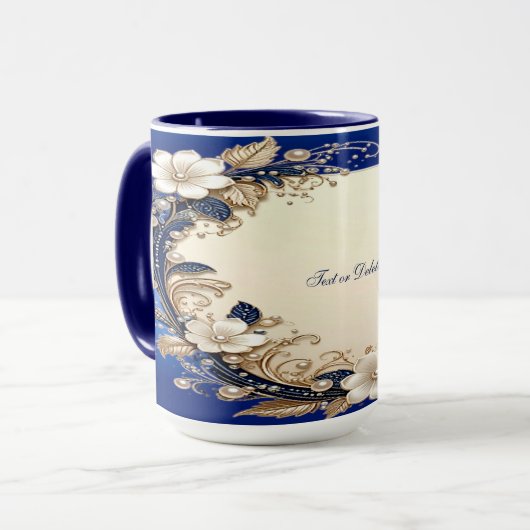 Blaue Weiße Blumen-Tasse Tasse (Vorderseite Links)