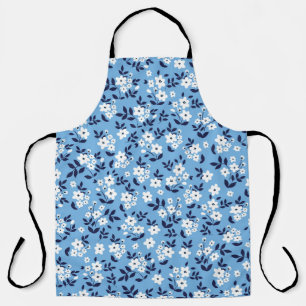 Blaue, weiße Blumen: Vintage Schürze