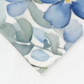Blaue Weiße Blumen Wasserfarbe Chic Fleecedecke (Ecke)