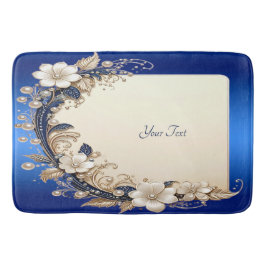 Blaue weiße Blumenverzierung Badmatte Badematte