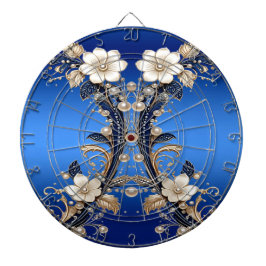 Blaue weiße Blumenverzierung Dartboard Dartscheibe