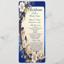 Blaue weiße Blumenverzierung Hochzeitsprogramm Programm