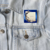 Blaue weiße Blumenverzierung Knopf Button (Beispiel)
