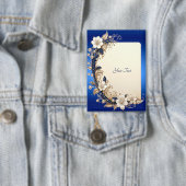 Blaue weiße Blumenverzierung Knopf Button (Insitu)
