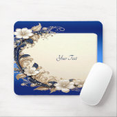 Blaue weiße Blumenverzierung Mauspad (Mit Mouse)