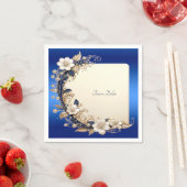 Blaue weiße Blumenverzierung Serviette (Beispiel)
