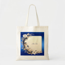 Blaue Weiße Blumenverzierung Tote Bag Tragetasche