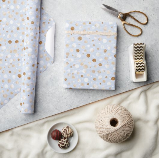 Blaue Weiße Braune Punkte Geburtstag Geschenkpapier (Kunsthandwerk)