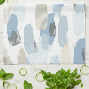 Blaue Weiße Creme Abstrakte Hochzeit Geschirrtuch