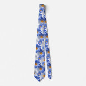 Blaue Weiße Daisy-Wasserfarbenmuster Krawatte (Vorderseite)