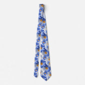 Blaue Weiße Daisy-Wasserfarbenmuster Krawatte (Rückseite)