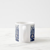 Blaue Weiße Delft Windmühle im Vintage-Stil Espressotasse (Rückseite)