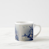 Blaue Weiße Delft Windmühle im Vintage-Stil Espressotasse (Rechts)