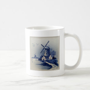 Blaue Weiße Delft Windmühle im Vintage-Stil Kaffeetasse
