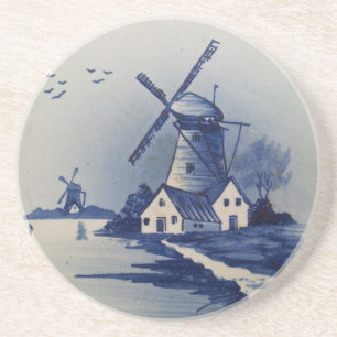 Blaue Weiße Delft-Windmühle im Vintage-Stil Untersetzer