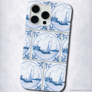 Blaue weiße Delfter Segelboote Faux-Fliesenmuster Case-Mate iPhone Hülle