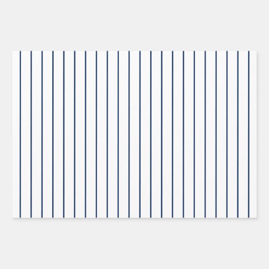 Blaue weiße dünne Streifen Anfangsmonogramm Geschenkpapier Set (Vorderseite 3)