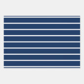 Blaue weiße dünne Streifen Anfangsmonogramm Geschenkpapier Set (Vorderseite 2)