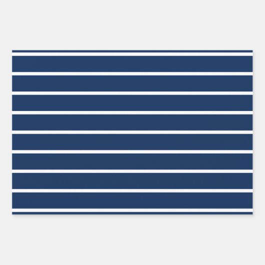 Blaue weiße dünne Streifen Anfangsmonogramm Geschenkpapier Set (Vorderseite 2)