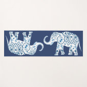 Blaue weiße Elefanten Yogamatte (Vorderseite (Horizontal))