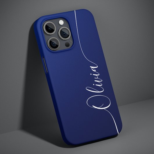 Blaue Weiße Elegante Kalligrafie-Schrift Name Case-Mate iPhone Hülle